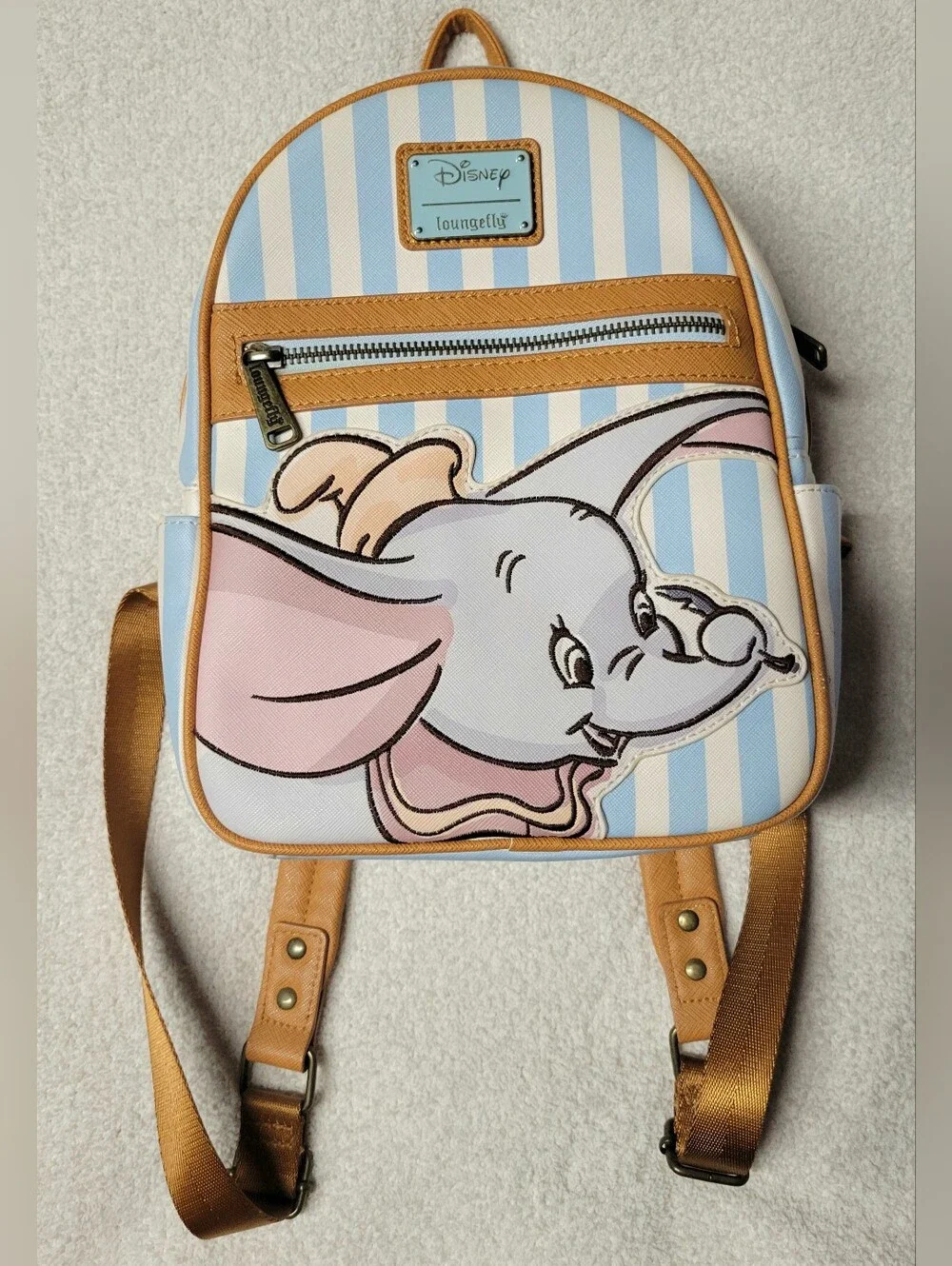 Loungefly Disney Dumbo Feather Mini Backpack Blue White Brown Striped